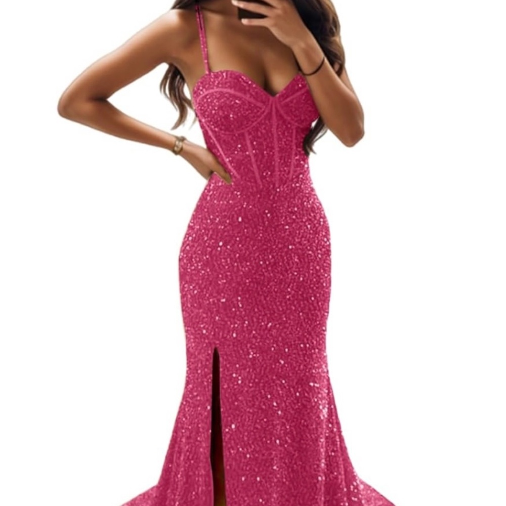 Elegant Pink Sequin Gown